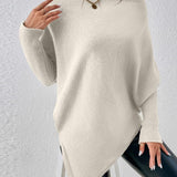 Pull uni à ourlet irrégulier