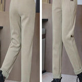 Pantalon Taille Haute Chaud avec Doublure en Laine