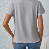 T-Shirt Col Rond Imprimé Léopard Bloc De Couleur