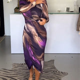 Robe avec le cou en V et fendre