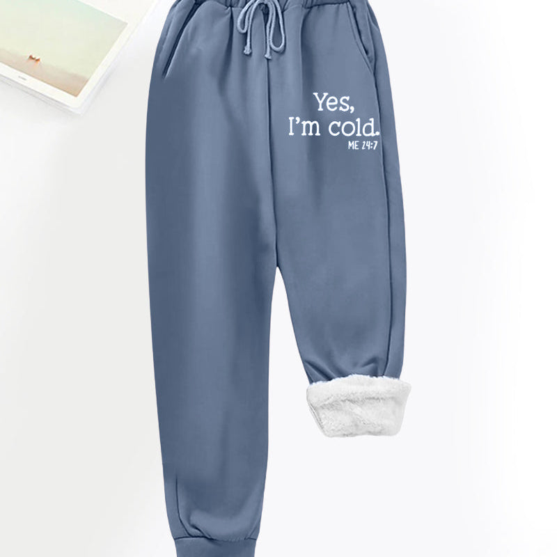 Pantalon décontracté en polaire imprimé lettres