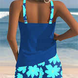 Tankini Décolleté En U Sans Manches Imprimé Boxer
