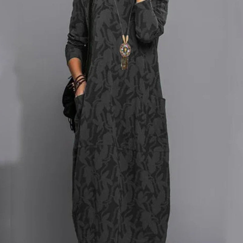 Robe imprimée avec poche et manches longues