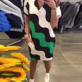 Robe À Col En V Avec Imprimé Ondulé