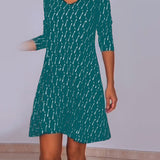 Robe col V imprimé losanges