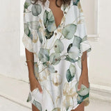 Robe boutonnée à manches longues et poche