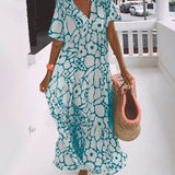Robe ample imprimée à col en V