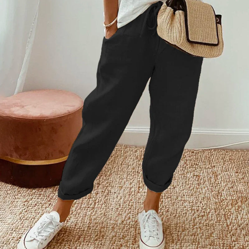 Pantalon Pur Coton Couleur Unie
