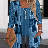 Bluse Manches Longues Imprimée Style Deux-Pièces Factice