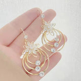 Boucles d'oreilles trois créoles lotus en cristal