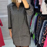 Robe à revers avec poche et carreaux