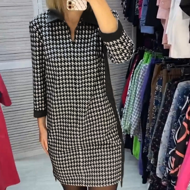 Robe à revers avec poche et carreaux