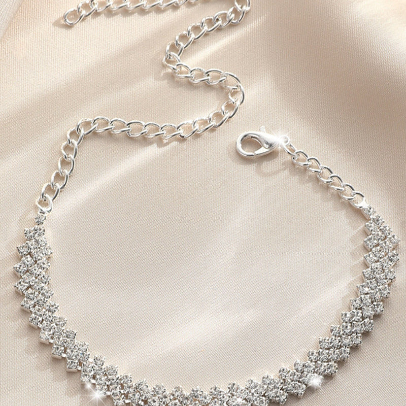 Bracelet de cheville en strass losange irrégulier