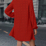Robe imprimée à manches longues avec revers