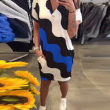 Robe À Col En V Avec Imprimé Ondulé
