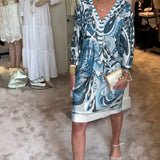 Robe décontractée à col en V et imprimé rétro