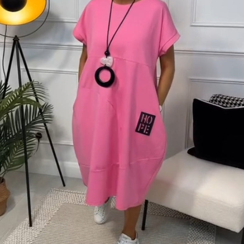 Robe décontractée à manches courtes et imprimé lettre simple