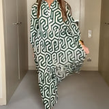 Robe à manches à neuf points à imprimé géométrique