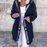 Manteau à capuche décontracté avec cordon de serrage et imprimé lettre