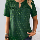 T-shirt avec col en V et bouton