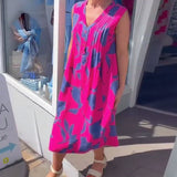 Robe Décolleté En V Sans Manches Imprimée