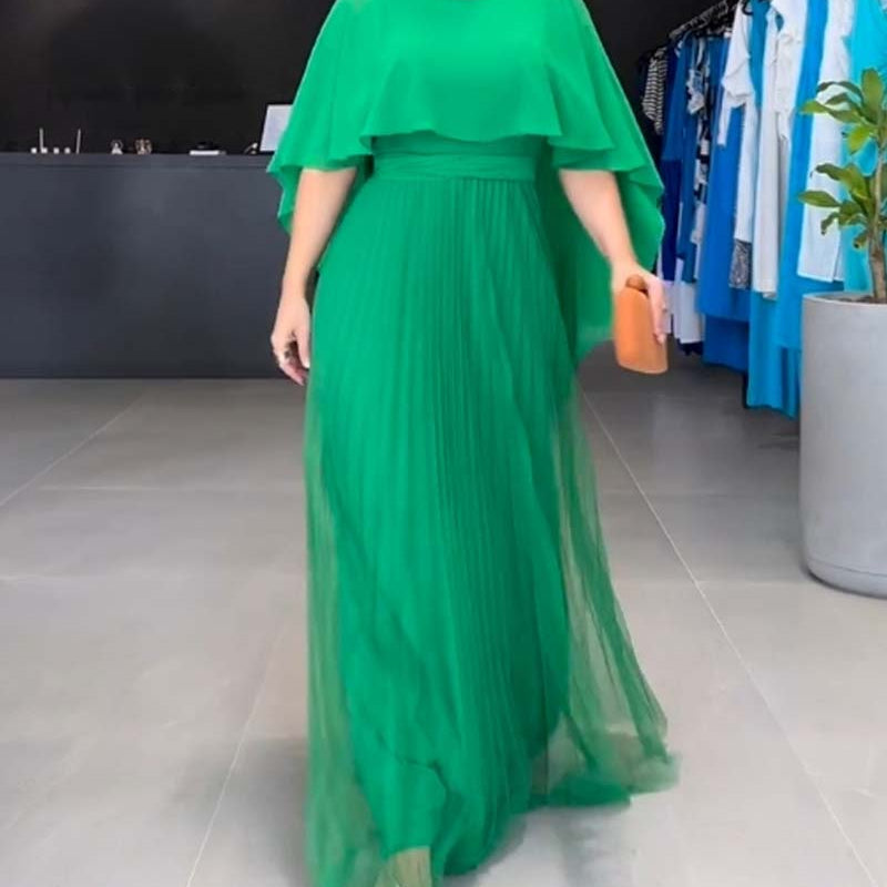 Robe longue à col rond et ligne A