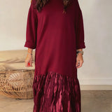 Robe Col Rond Imprimé Patchwork Irrégulier