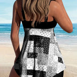 Tankini Deux Pièces Imprimé Boxer