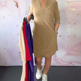 Robe à couleur unie et col en V