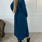 Robe sexy unie avec manches longues