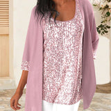 Débardeur et cardigan à sequins