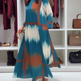 Robe Tendance Imprimée À Col Rond Et Manches Longues