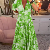 Robe à poche col V imprimé fleuri