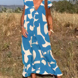 Robe avec imprimé et col en V