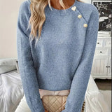 Pull Bouton Décoré Manche Raglan