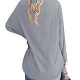 T-shirt femme uni col V manches longues