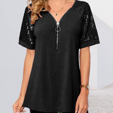 T-shirt à sequins et manches courtes
