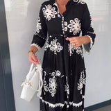 Robe à imprimé floral et manches 3/4
