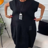 Robe décontractée à manches courtes et imprimé lettre simple