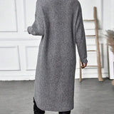 Robe pull de couleur unie à ourlet irrégulier
