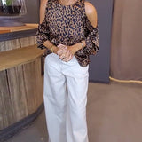 Blouse À Bretelles Dénudées Imprimé Léopard