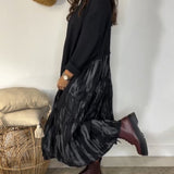 Robe Col Rond Imprimé Patchwork Irrégulier