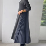 Robe pull plissée élégante à manches longues