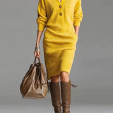 Robe pull décontractée de couleur unie pour l'automne et l'hiver