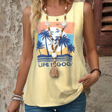 Tank Sleeveless Simple Printed