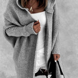 Cardigan simple à capuche de couleur unie avec motif chauve-souris