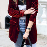 Burgundy | Blazer en velours style rue