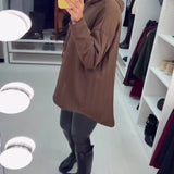 Sweat À Capuche Irrégulier Ample Uni À Manches Longues