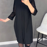 Robe plissée en maille patchwork de couleur unie
