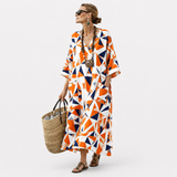 Long Kaftan avec Motif Floral